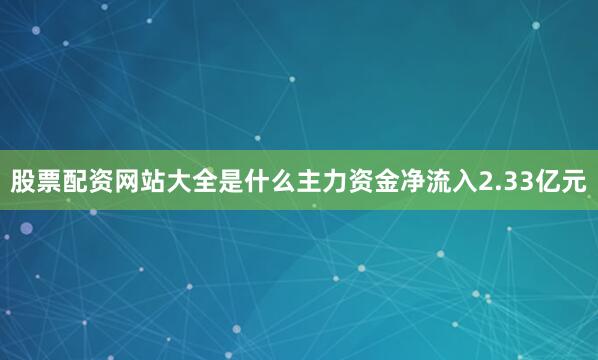 股票配资网站大全是什么主力资金净流入2.33亿元